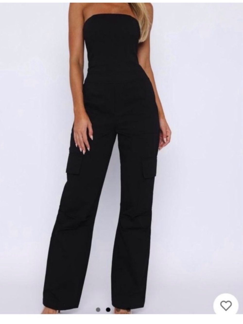 Zara NWT Ladies Black Strapless Cargo Jumpsuit Medium